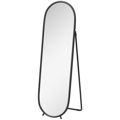 Miroir ovale sur pied métal noir 40x160 cm