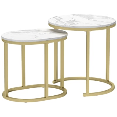 Tables basses gigognes ronde et ovale en acier et mdf or