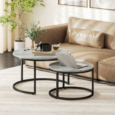 Tables basses gigognes empilable en métal gris
