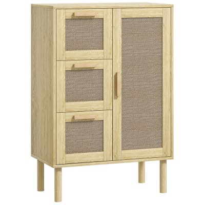 Armoire salle de bain porte rotin chêne chêne