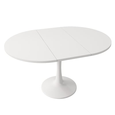Table à manger ovale blanche extensible 100/140 x 100 x 75 cm