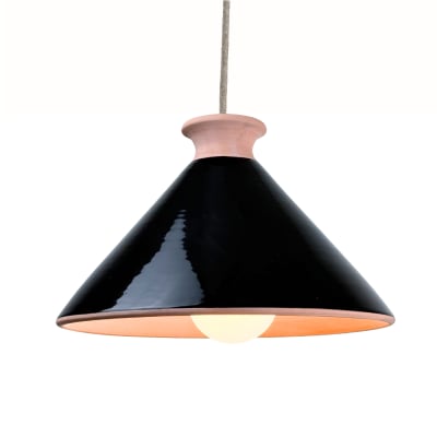 Suspension en terre cuite émaillée noir d.29cm