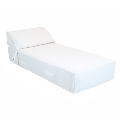 Lit bain de soleil 1 place - blanc raphia