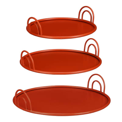 Plateau rouge fer h9xl42xl42cm