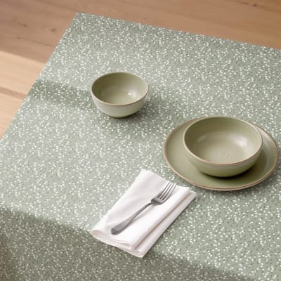 Nappe antitache vert sauge à petites fleurs 155x250