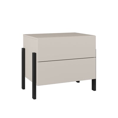 Chevet 2 tiroirs panneaux mélaminés beige