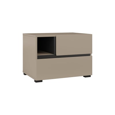 Chevet 2 tiroirs panneaux stratifiés taupe