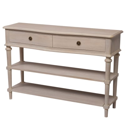 Console 2 tiroirs en bois l120 cm carrousel beige en bois