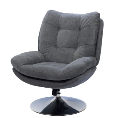 Fauteuil en tissu  foncé avec piètement chromé  gris