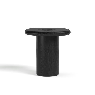 Table d'appoint en bois contreplaqué, chêne et marbre noir naturel