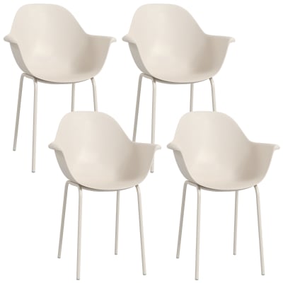 Chaises de jardin en acier gris dossier haut lot de 4 59x55x84cm