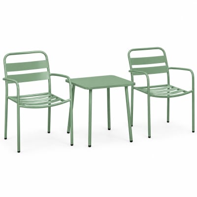 Salon de jardin en acier avec patins réglables vert 50 x 50 cm