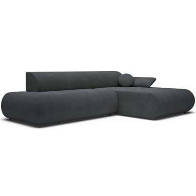 Canapé d'angle convertible, chenille, angle à droite, graphite