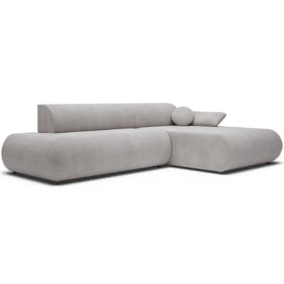 Canapé d'angle convertible, chenille, angle à droite, gris clair
