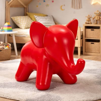 Tabouret pour extérieur éléphant rouge en plastique cm 86×46×56