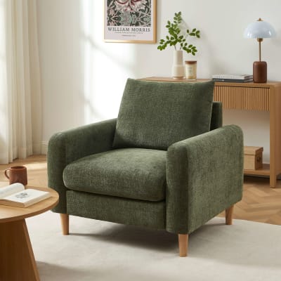 Fauteuil fixe 1 place tissu chenille vert