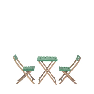 Ensemble table de jardin pliante bistrot et 2 chaises en bois - vert