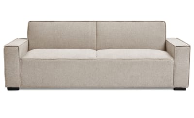 Canapé convertible clic-clac 3 places tissu effet lin taupe clair