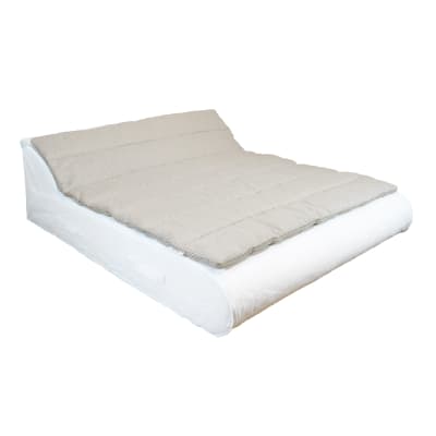 Surmatelas pour bain de soleil 2 places - blanc rayé beige
