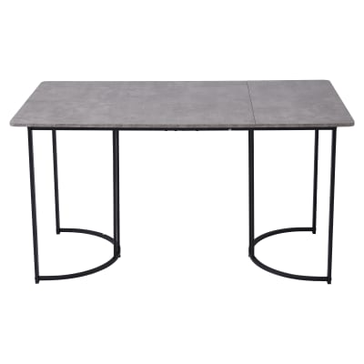 Table à manger marbrée structure métal 140x80 cm, gris