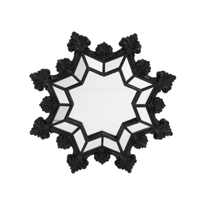 Miroir baroque octogonal forme flocon noir mat