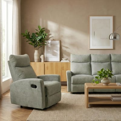 Fauteuil relax manuel 1 place tissu vert