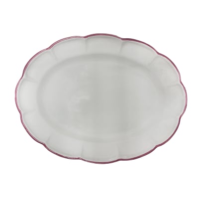 Plat ovale en céramique rose