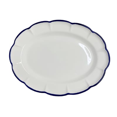 Plat ovale en céramique bleu