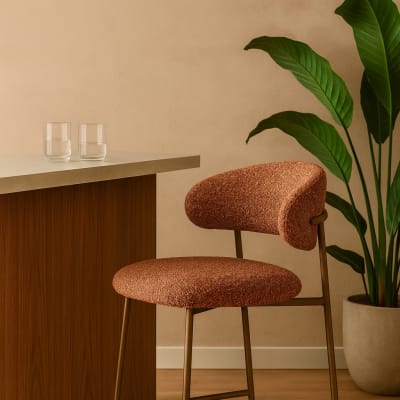 Lot de 2 tabourets design en tissu rouge