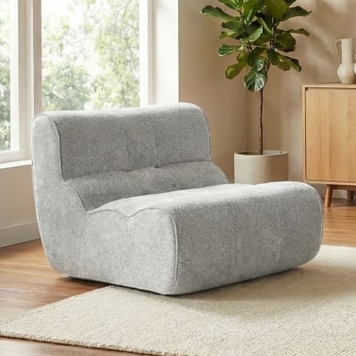Fauteuil mousse polyuréthane tissu polyester touché doux gris
