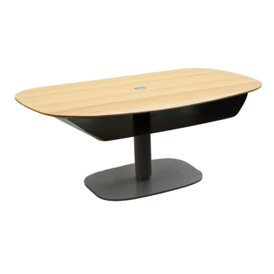 Table basseréglable hauteur plateau mdf chêne pied métal laqué