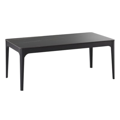 Table basse rectangulaire plateau mdf céramique noir marbré