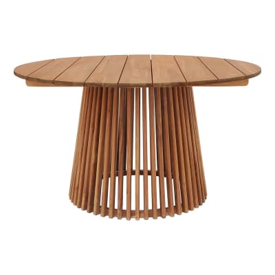 Table repas de jardin ø120cm en teck massif pied central ajouré