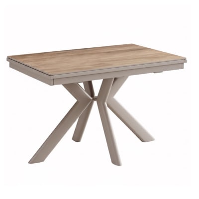 Table repas 120x80cm extensible céramique décor chêne pied étoile