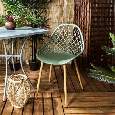 Lot de 4 chaises vertes coque arrondie