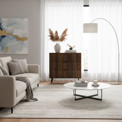 Buffet commode 3 tiroirs en bois noyer sculpté 80x38x78cm