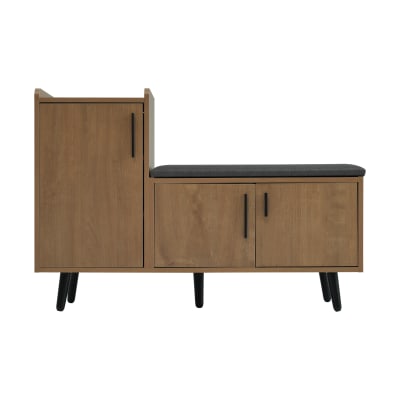 Banc à chaussures effet bois avec 3 portes et le banc 100x34x68,5cm