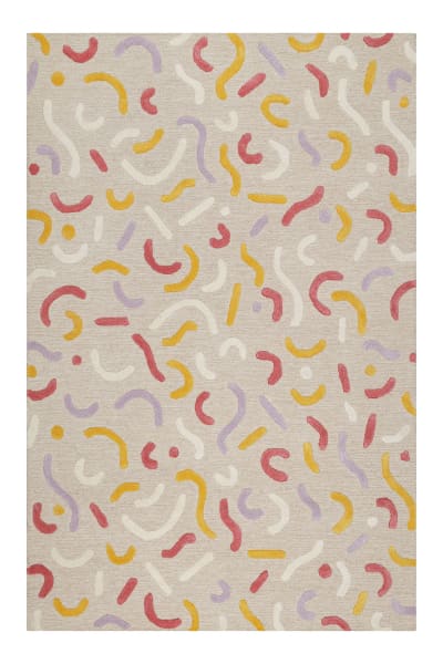 Tapis enfant tufté pure laine à relief multicolore rose 110x170
