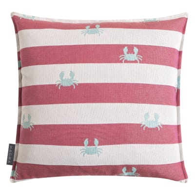 Housse de coussin rayée d'extérieur rose crabe jacquard 45x45cm