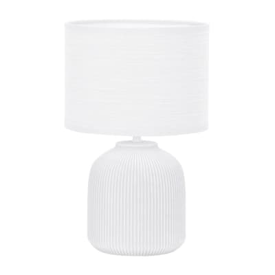 Lampe à poser blanche en céramique et tissu moderne 1 lumière