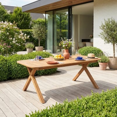 Table de jardin extensible bois d'acacia 6-8 places naturel