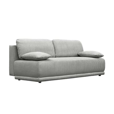 Banquette convertible 3 places velours côtelé gris clair coffre de