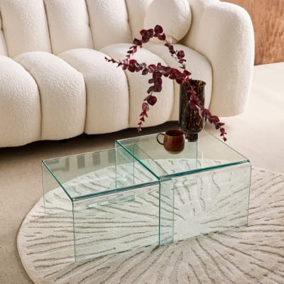 Tables gigognes verre trempée 50 / 45 cm transparent