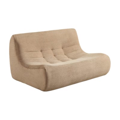 Chauffeuse velours côtelé 2 places beige foncé