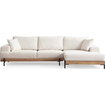 Canapé d'angle à droite 4 places en tissu beige
