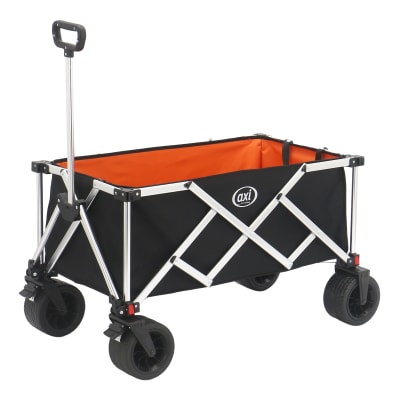 Chariot de plage pliable, noir/orange, aluminium, 102 x 58 x 99 cm