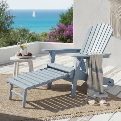 Chaise adirondack avec repose-pied en bois, grise foncé