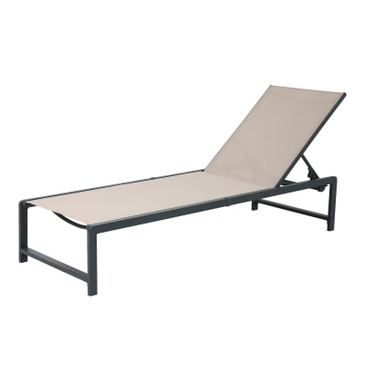 Chaise longue de jardin réglable en métal, grise