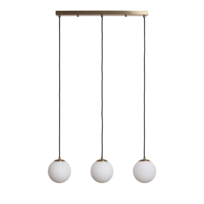 Suspension avec 3 points lumineux en verre - laiton