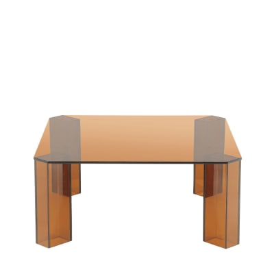 Table basse carrée en verre 80x80cm - verre ambré